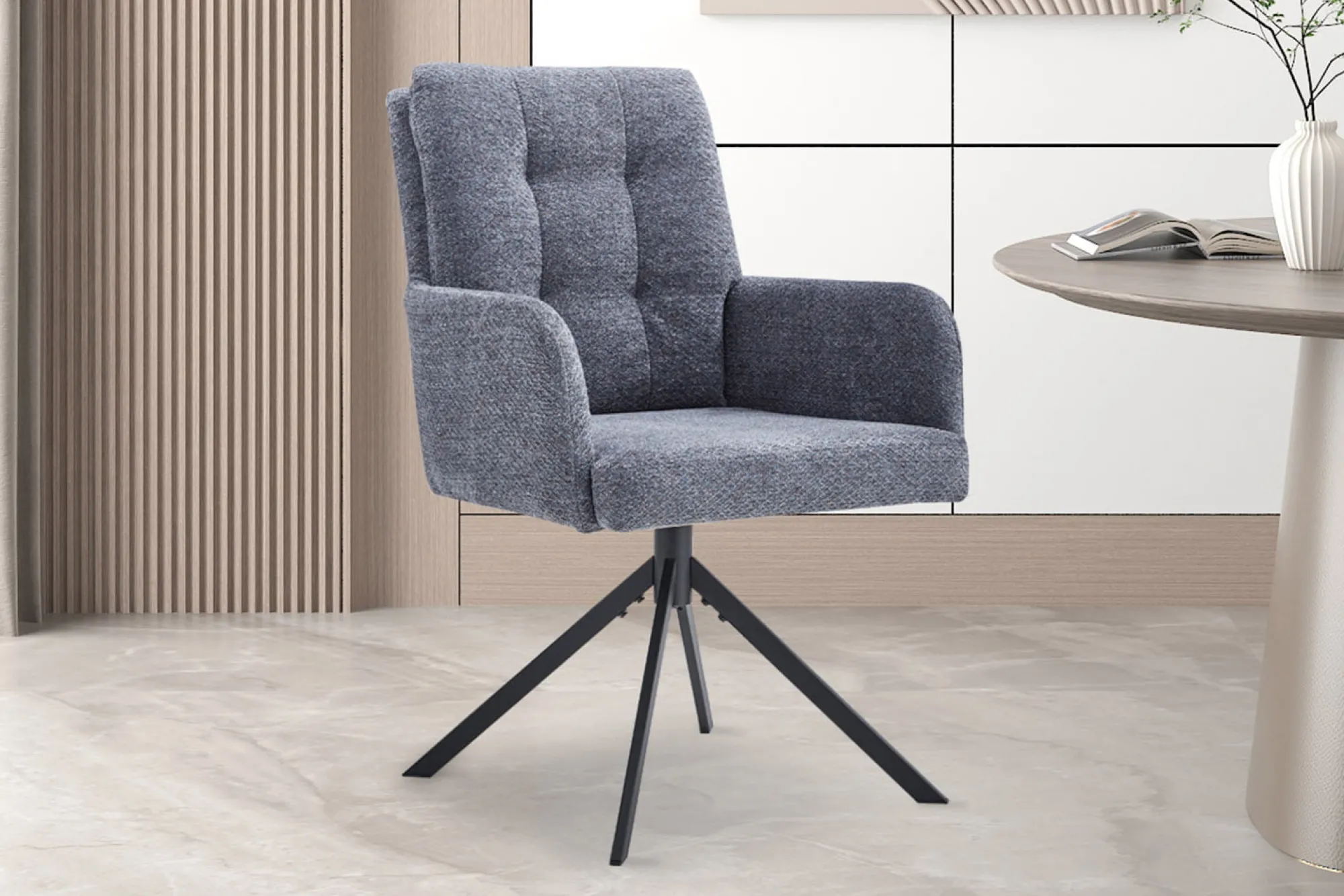 Eetkamerstoelen^Huisenthuis Stoel Mies Stof – Set van 2 Donkergrijs