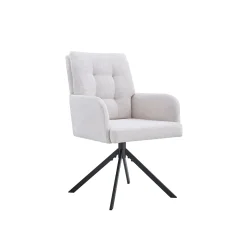 Eetkamerstoelen^Huisenthuis Stoel Mies Stof – Set van 2 Ecru