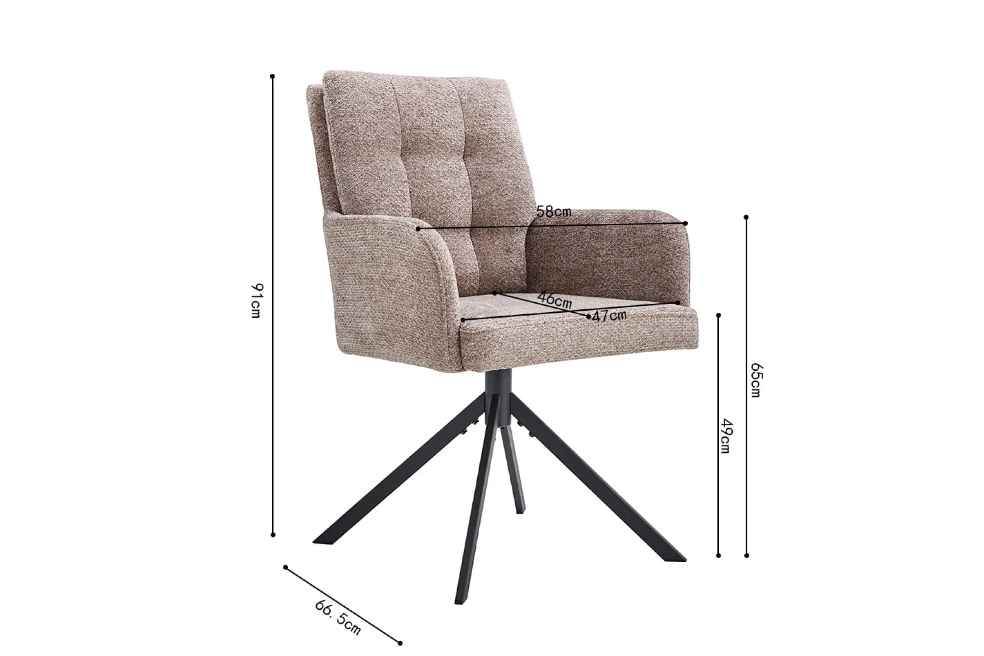 Eetkamerstoelen^Huisenthuis Stoel Mies Stof – Set van 2 Zand