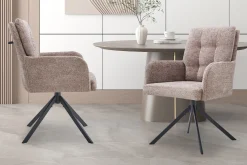 Eetkamerstoelen^Huisenthuis Stoel Mies Stof – Set van 2 Zand
