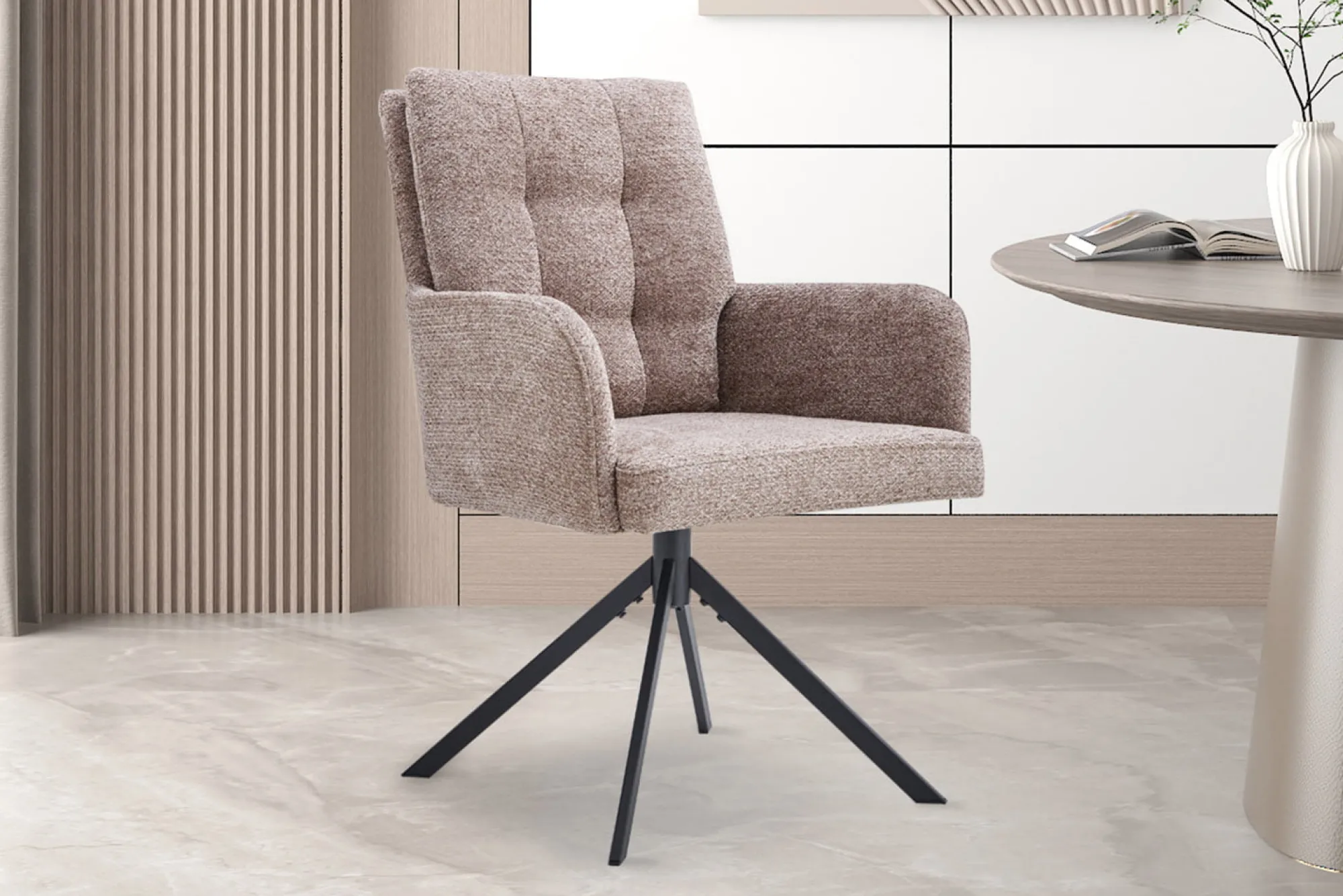 Eetkamerstoelen^Huisenthuis Stoel Mies Stof – Set van 2 Zand