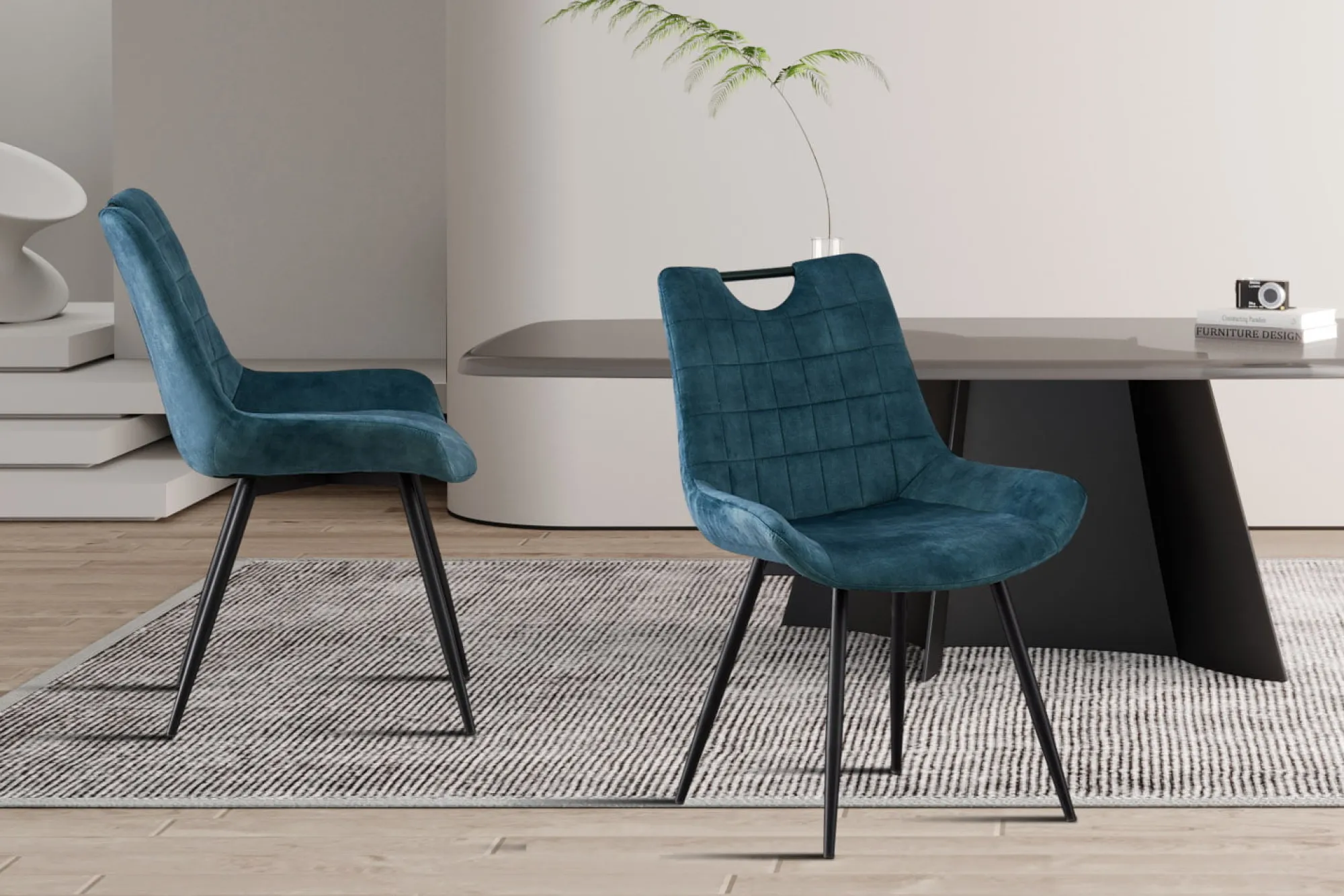 Eetkamerstoelen^Huisenthuis Stoel Nick – Set van 2 Petrol