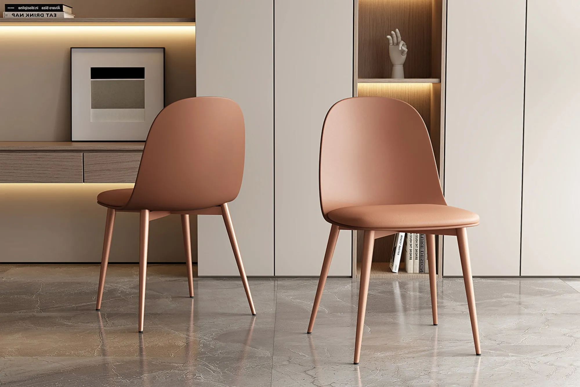 Eetkamerstoelen^Huisenthuis Stoel Noelle – Set van 2 Terracotta