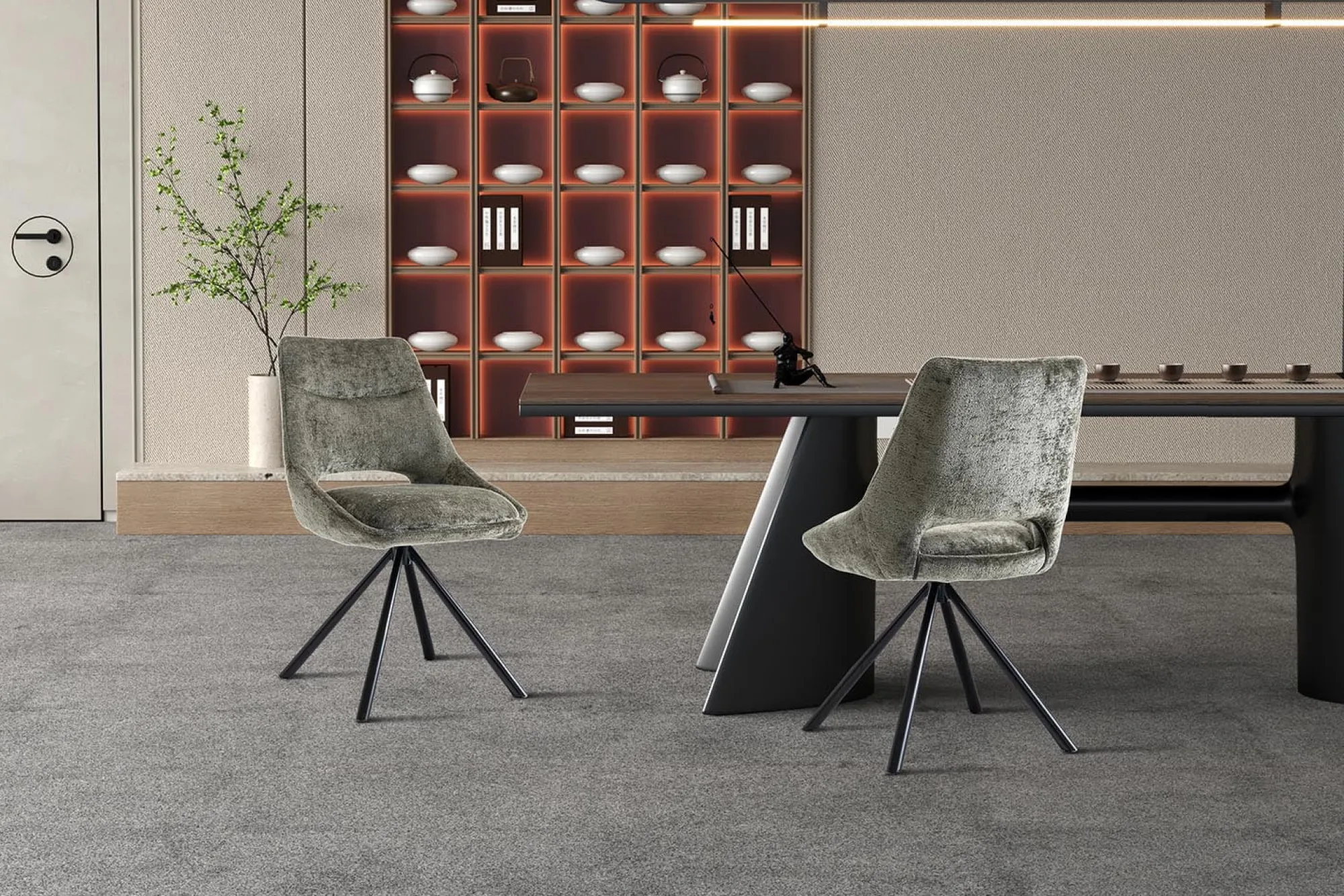 Eetkamerstoelen^Huisenthuis Stoel Noortje Groen – Set van 2