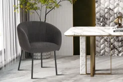 Eetkamerstoelen^Huisenthuis Stoel Pia Bouclé – Set van 2 Grijs