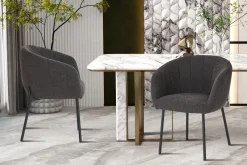 Eetkamerstoelen^Huisenthuis Stoel Pia Bouclé – Set van 2 Grijs