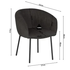 Eetkamerstoelen^Huisenthuis Stoel Pia Grijs Ribstof – Set van 2