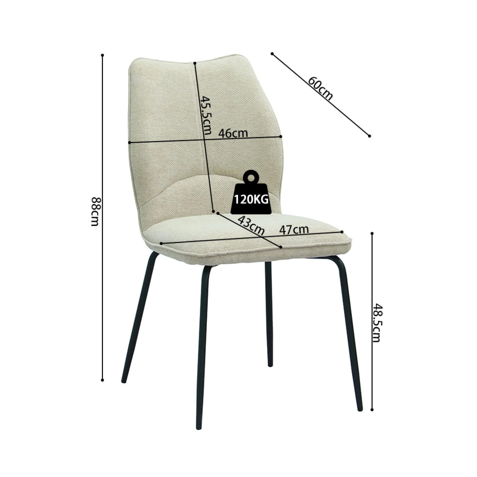 Eetkamerstoelen^Huisenthuis Stoel Quincy Ecru – Set van 2