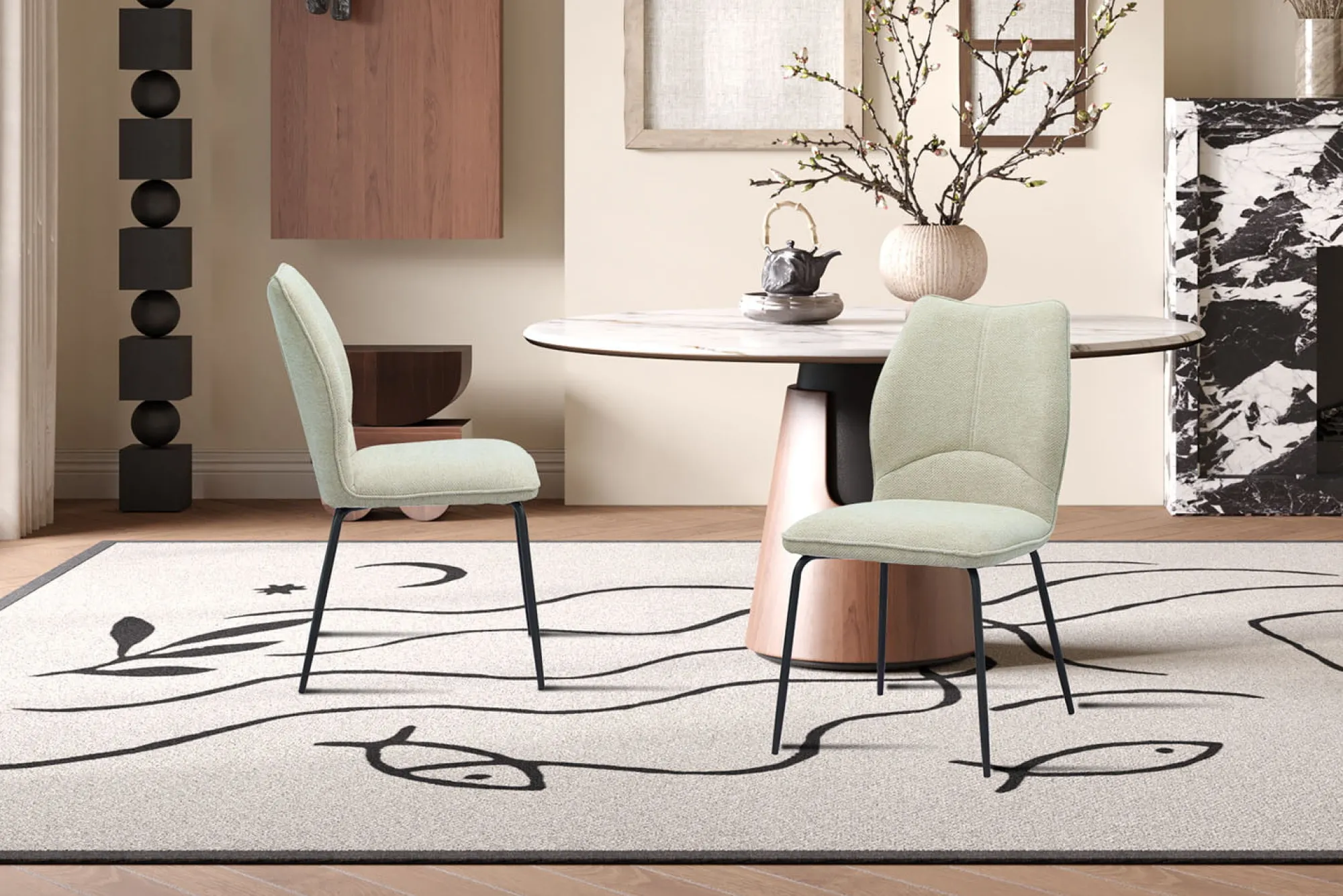 Eetkamerstoelen^Huisenthuis Stoel Quincy Ecru – Set van 2