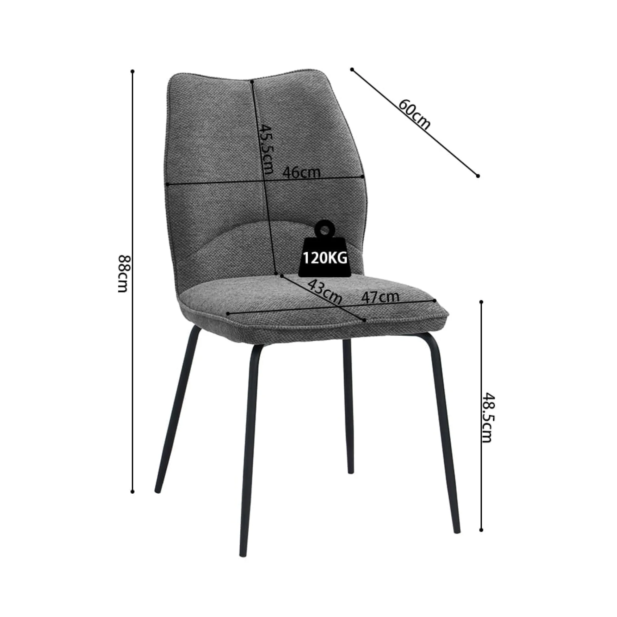 Eetkamerstoelen^Huisenthuis Stoel Quincy Grijs – Set van 2