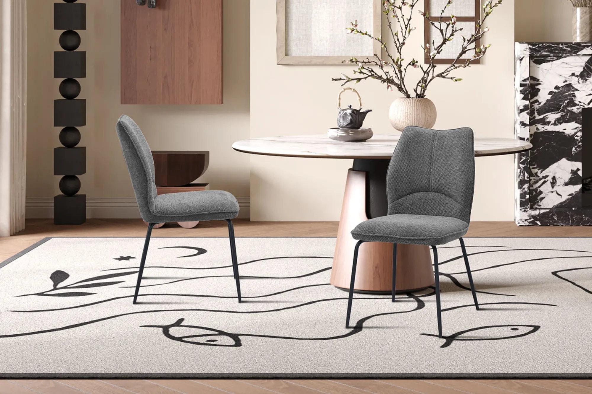 Eetkamerstoelen^Huisenthuis Stoel Quincy Grijs – Set van 2