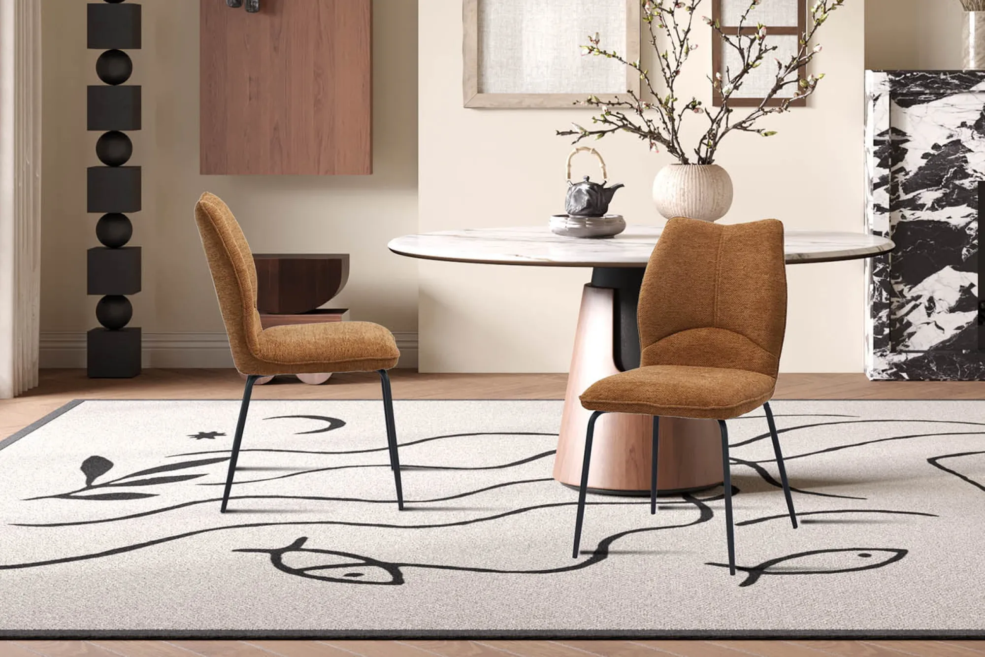 Eetkamerstoelen^Huisenthuis Stoel Quincy Roest – Set van 2