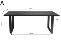 Eetkamertafels^Huisenthuis Tafel Nena Zwart 180 cm