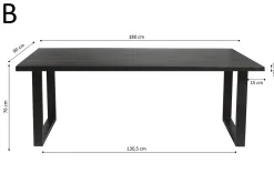 Eetkamertafels^Huisenthuis Tafel Nena Zwart 180 cm
