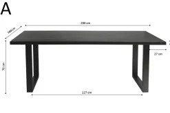 Eetkamertafels^Huisenthuis Tafel Nena Zwart 200 cm