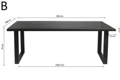 Eetkamertafels^Huisenthuis Tafel Nena Zwart 200 cm