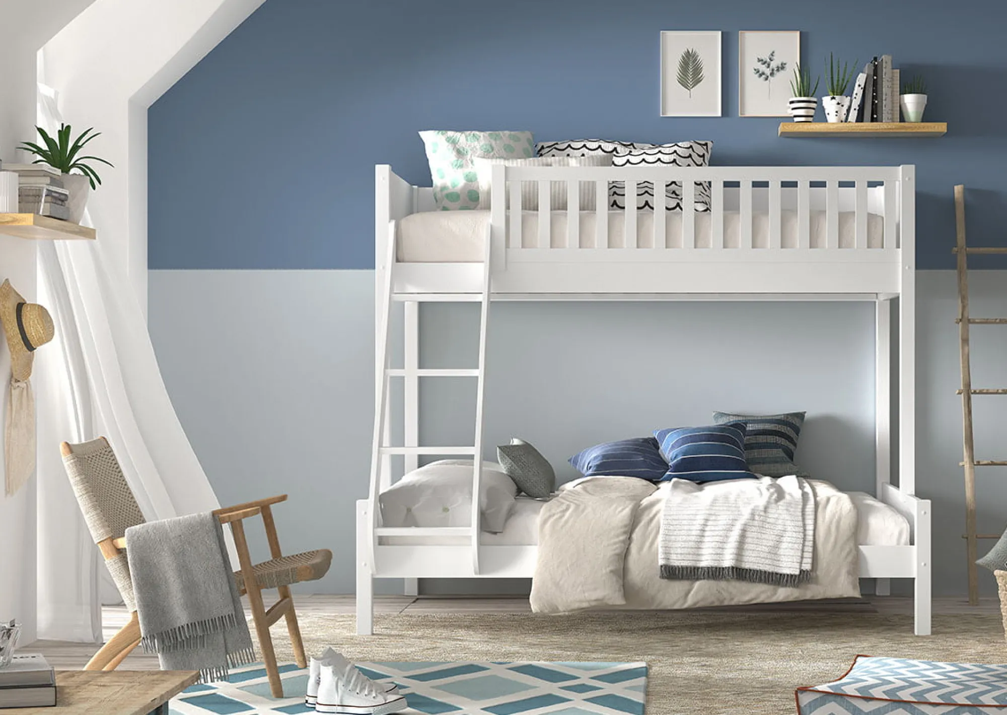 Kinderbedden^Huisenthuis Triobed Jonas Wit