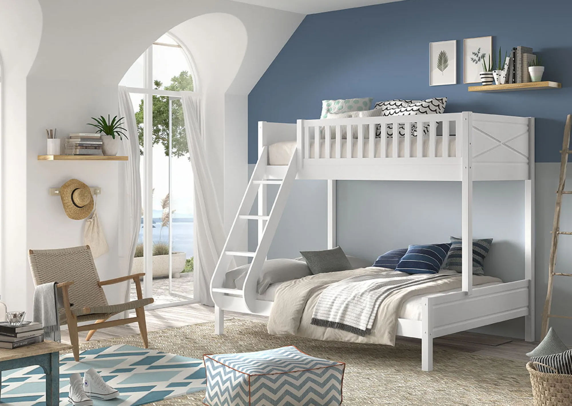 Kinderbedden^Huisenthuis Triobed Jonas Wit
