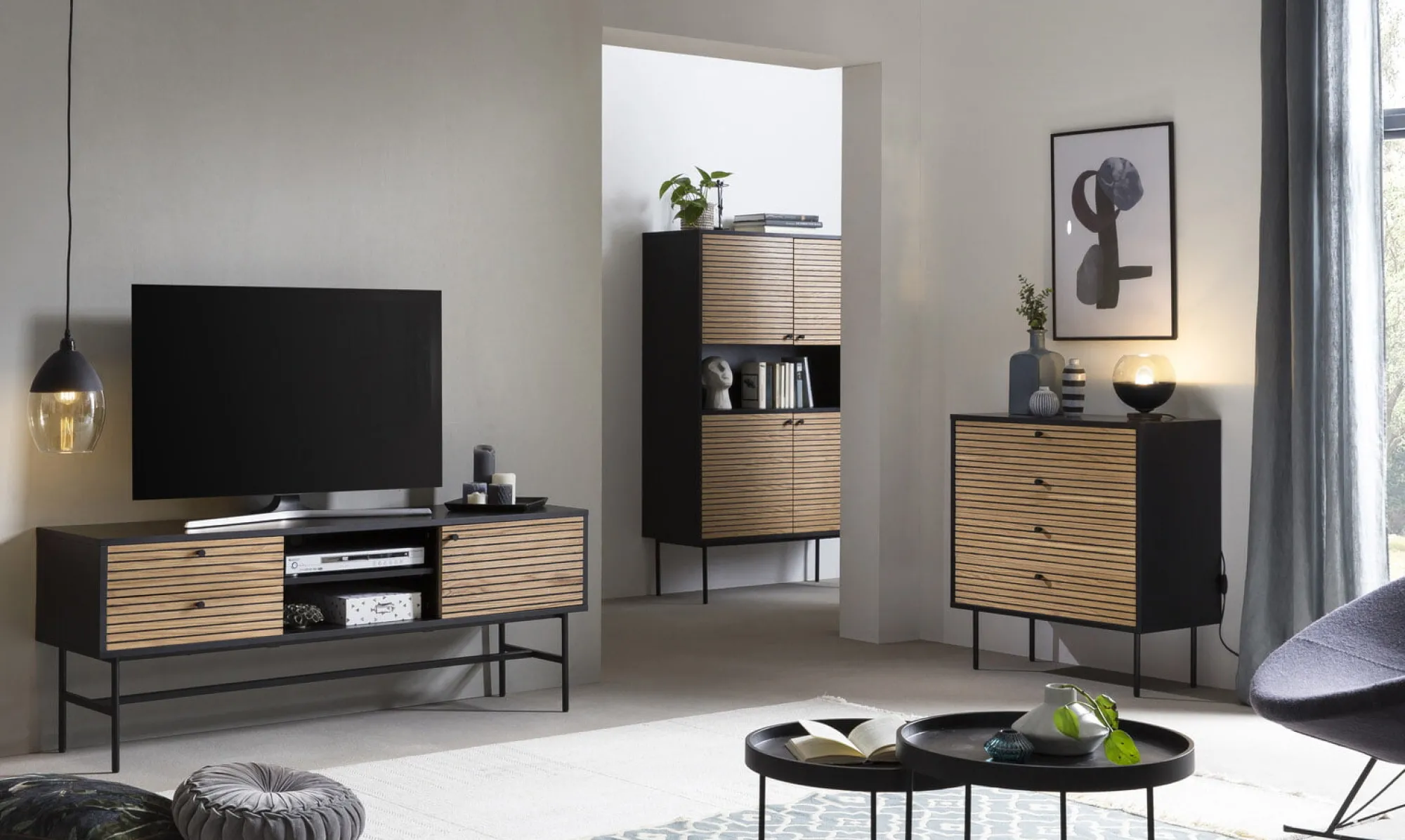 Tv Meubels^Huisenthuis TV-meubel Eiken-Zwart