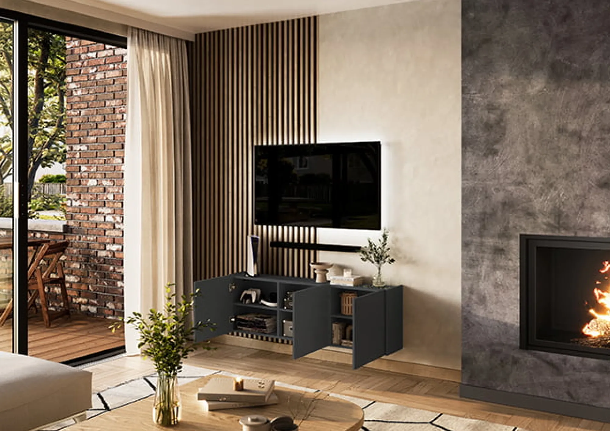 Tv Meubels^Huisenthuis TV-meubel Lowie Grafiet 138 cm