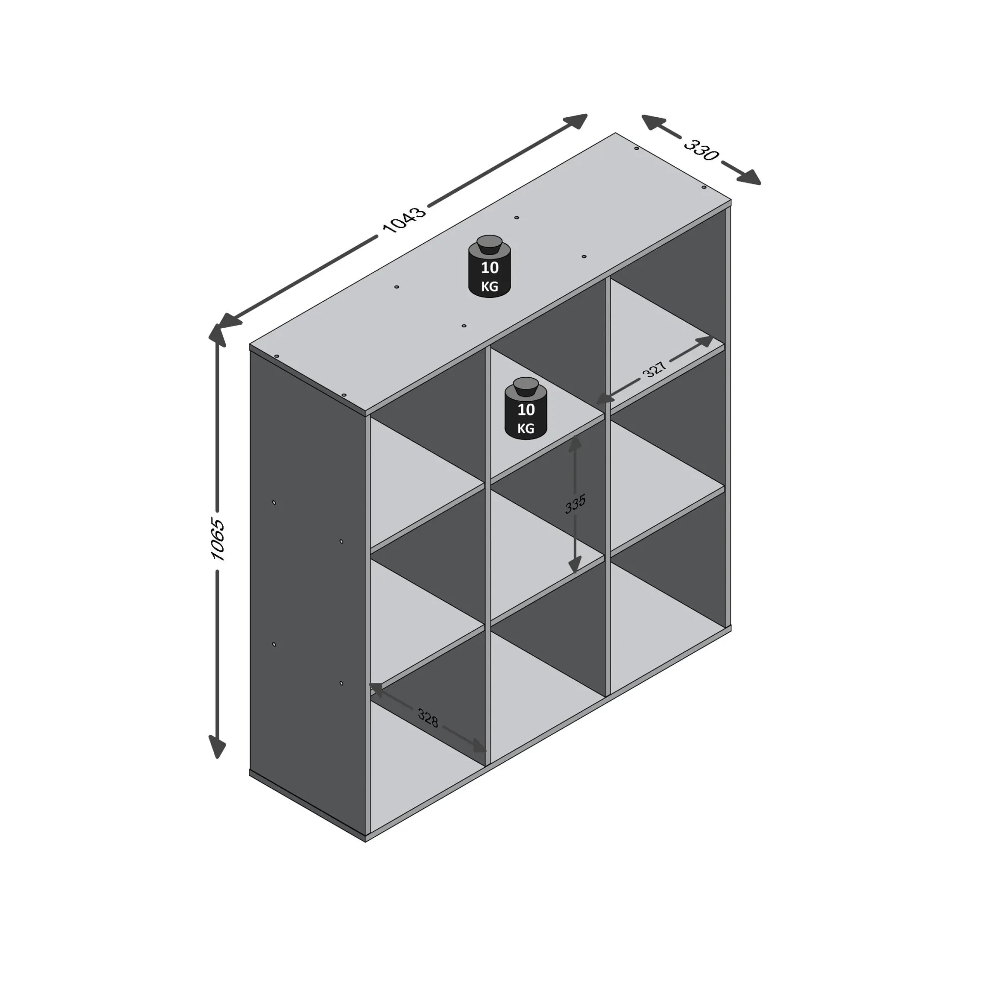 Wandrekken^Huisenthuis Vakkenkast Camiel – 104x33x107 cm – 9 vakken Eiken