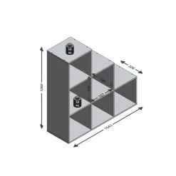 Wandrekken^Huisenthuis Vakkenkast Camiel – 104x33x107 cm – 6 vakken Wit