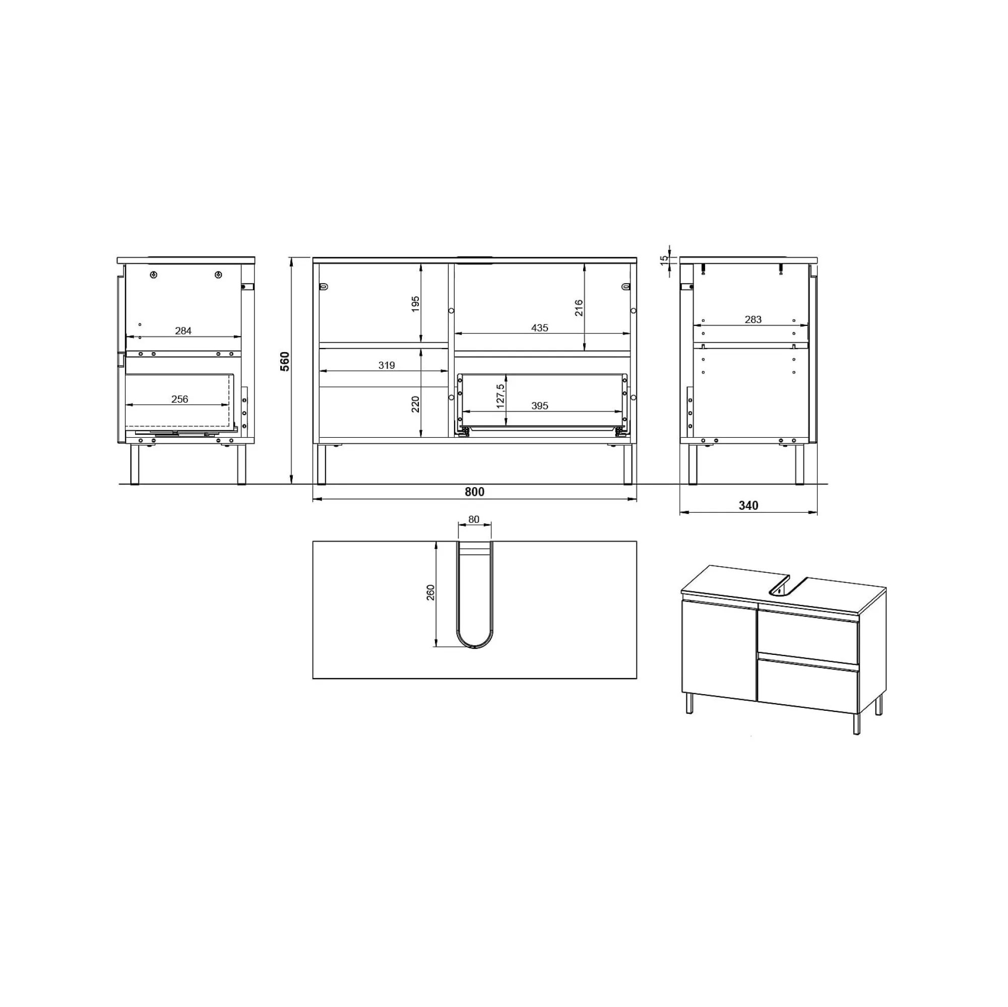 Wastafelkasten^Huisenthuis Wastafelkast Abrantes 80 cm Eiken