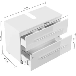 Wastafelkasten^Huisenthuis Wastafelkast Glasgow Hoogglans 85 cm Wit