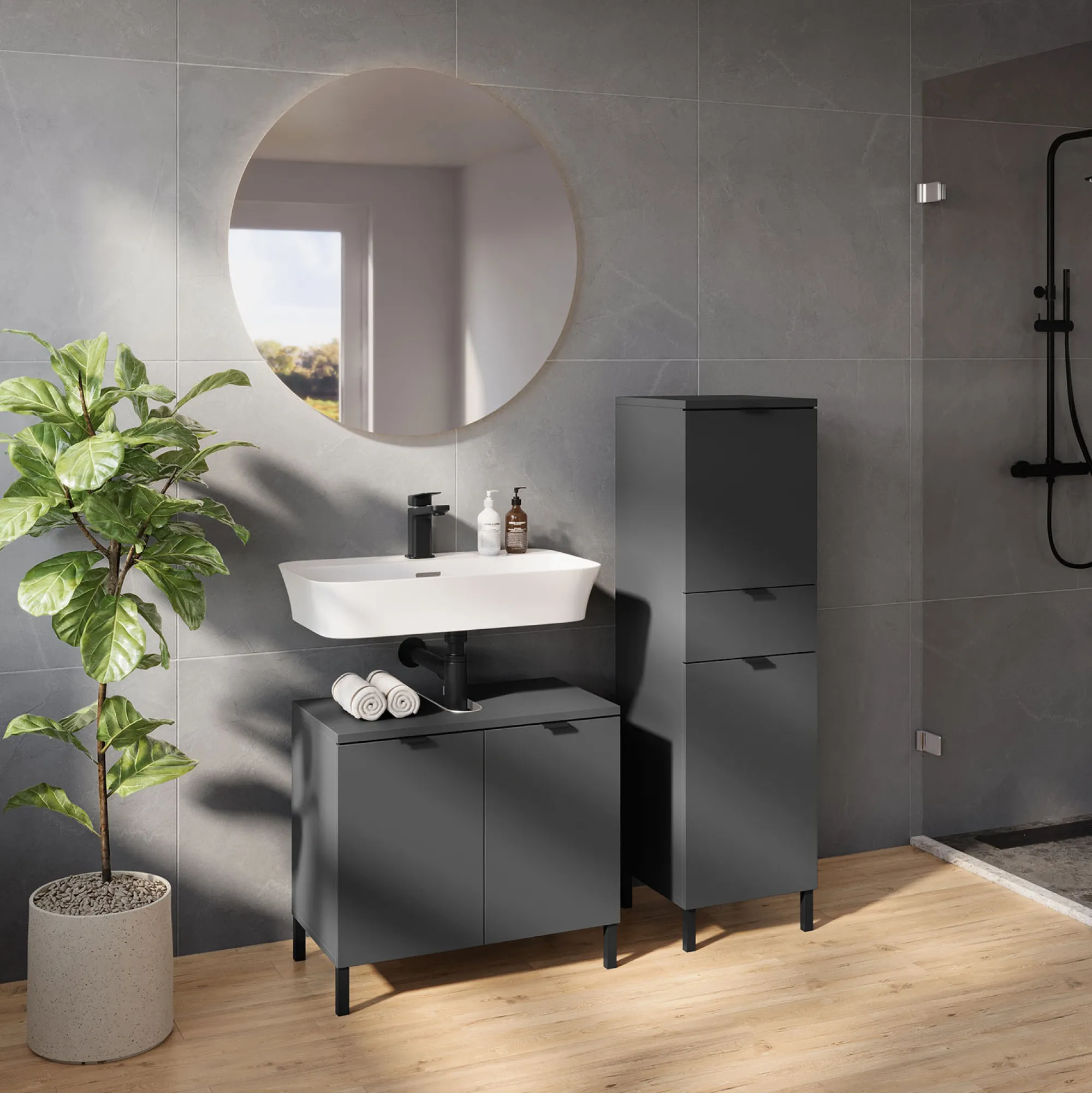 Wastafelkasten^Huisenthuis Wastafelkast Zadar 60 cm Grafiet