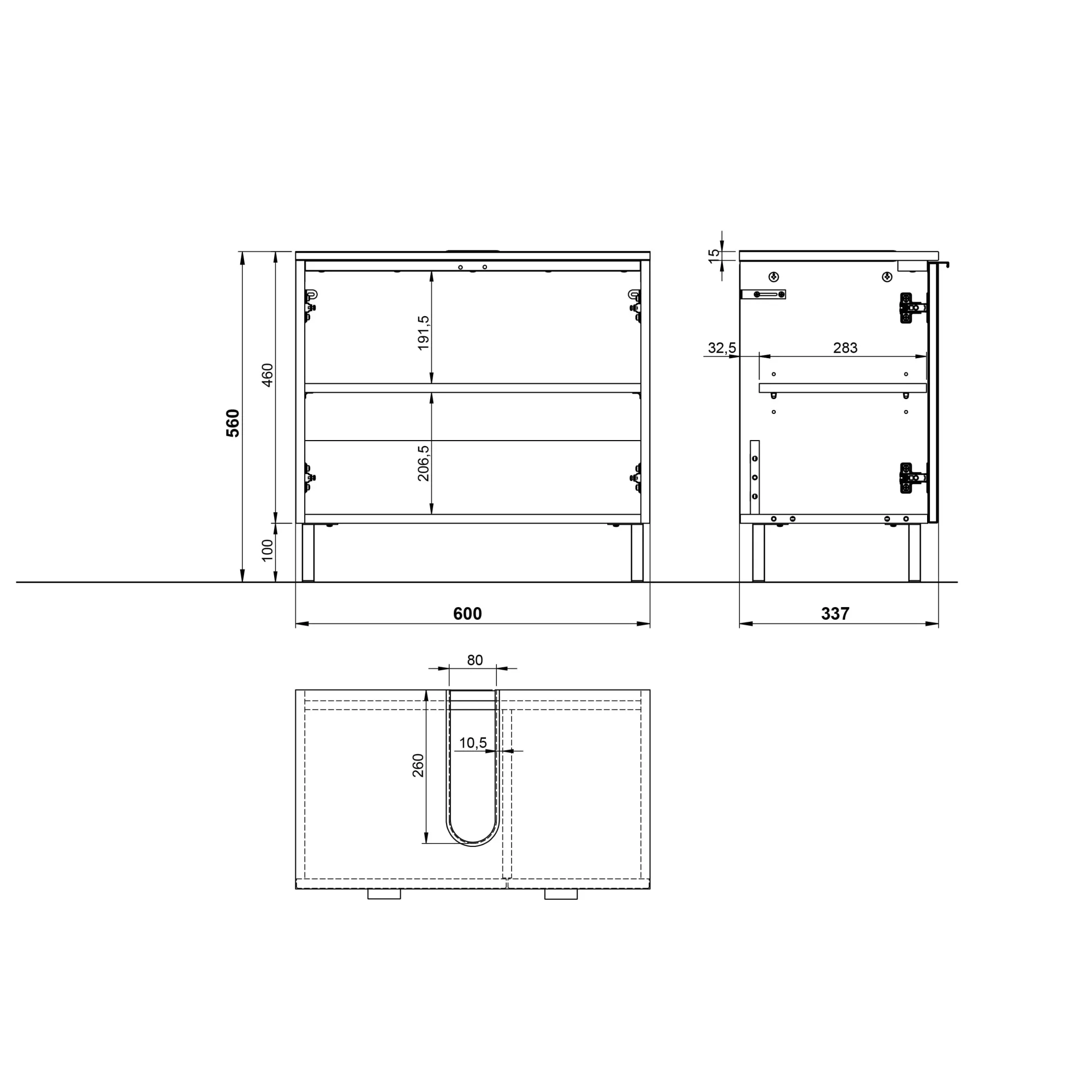 Wastafelkasten^Huisenthuis Wastafelkast Zadar 60 cm Kasjmier